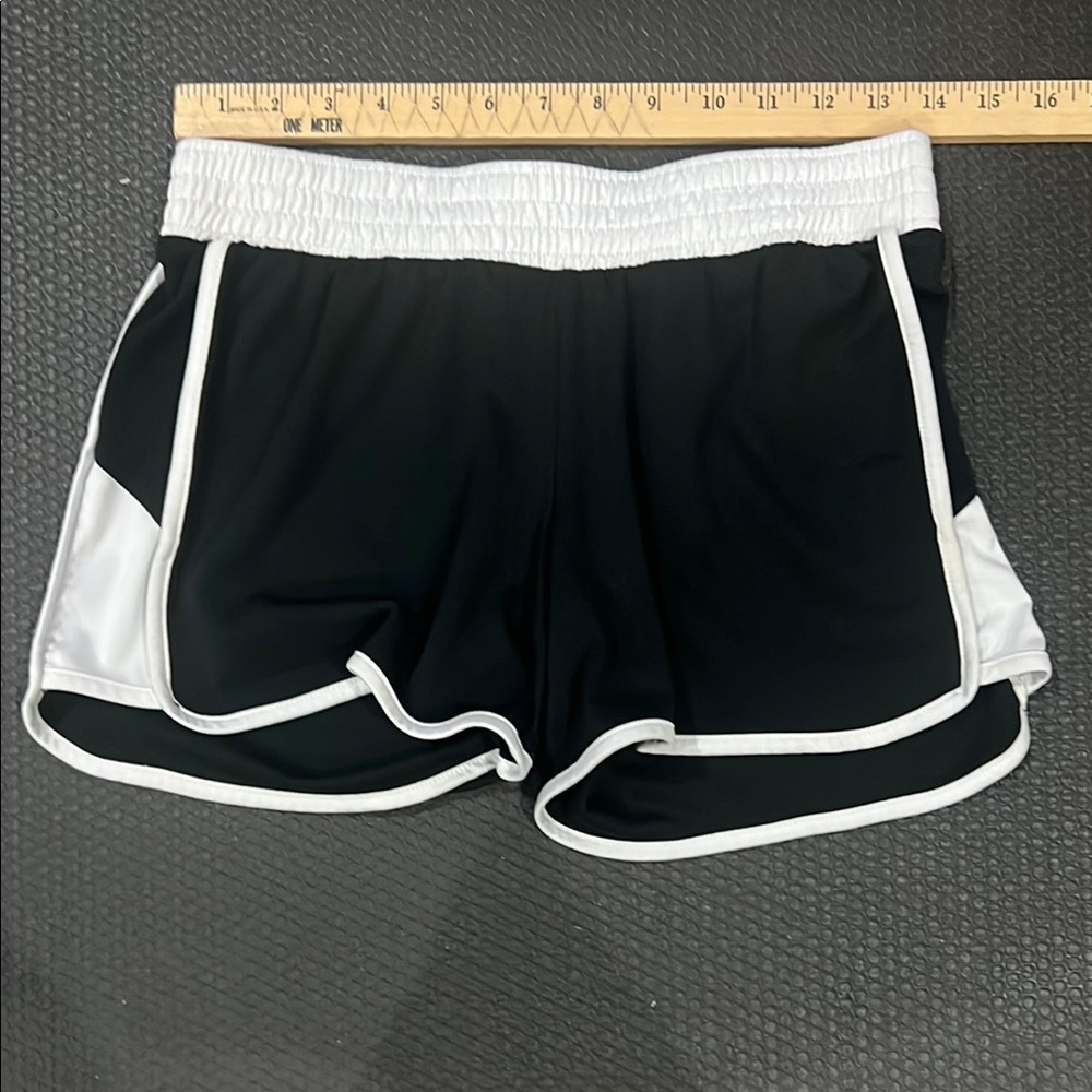 Champion Athletic Black and White Shorts with Curved Hem